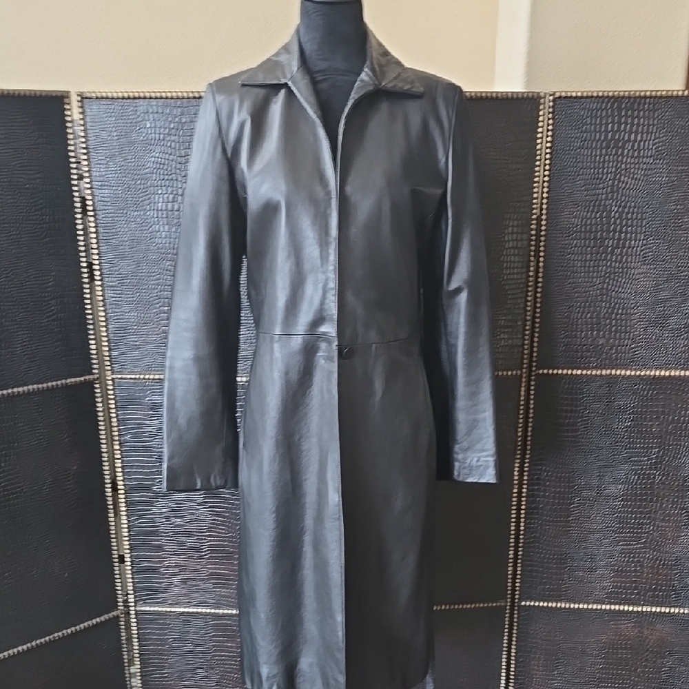 Kenneth Cole Black Trench Coat Timeless Elegance - Picture 12 of 16